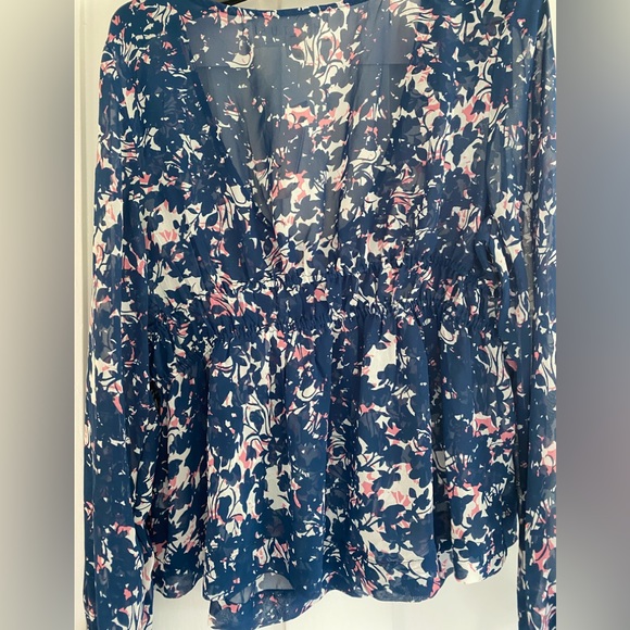 Women’s Babydoll Style V neck Sheer Blouse Sz XL - Picture 2 of 9